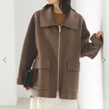 Noble 카멜 믹스 리버 지퍼 코트 브라운 38