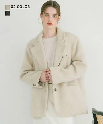 basement online 모헤어 샤기 자켓 코트