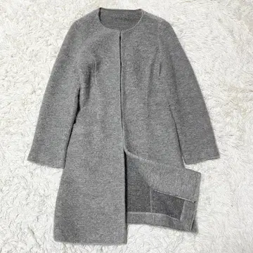 [ 새상품급 ] KOOS 코스 노카라 코트 모헤어 혼방 38 그레이