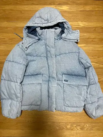 Levi's 후드 부착 다운 자켓 라이트 블루