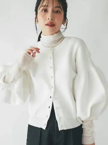 La boutique BonBon 펄 퐁퐁 슬리브 니트 가디건