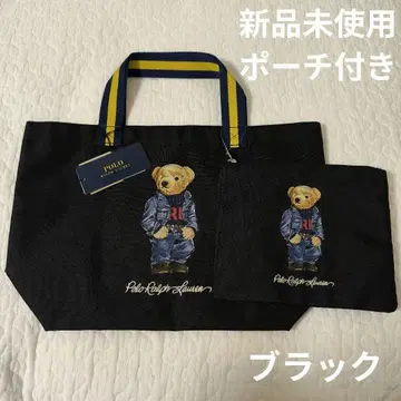 [ 새상품/파우치 포함 ] 랄프 로렌 폴로베어 토트백 블랙