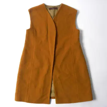 리제타 노카라 롱베스트 울 카멜 혼방 베스트 큐프라 안감 커프스 일본제