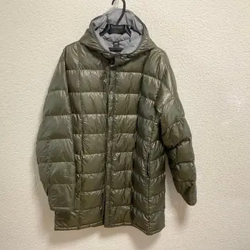 몽벨 올리브색 후드 부착 다운 코트