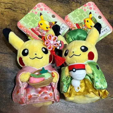 포켓몬 센터 교토 피카츄 마스코트 한나리 다회 놀이 2체 세트