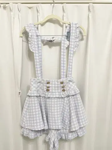 리즈리사 깅엄 트위드 서스펜더 치마바지 색스