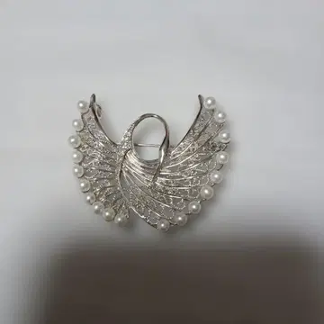 엘레강트한 백조 깃털 디자인 브로치 실버제