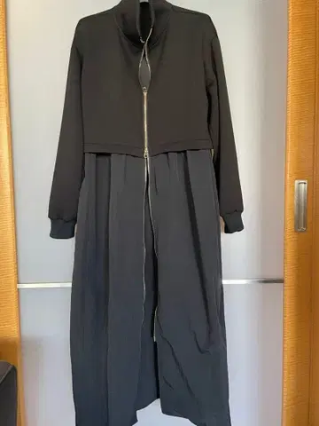 더블 지퍼 이소재 긴팔 원피스