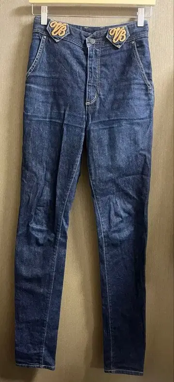 very brain 고양이 자수 다크 데님 슬림 팬츠 스키니