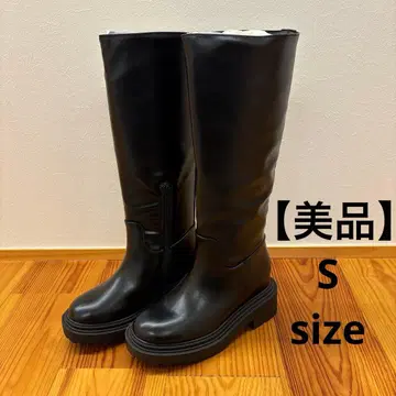 [새상품급] 롱 부츠 S 사이즈 통굽 블랙 여성용