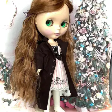 브라이스 인형 ~ 스웨이드 롱 코트 다크 브라운