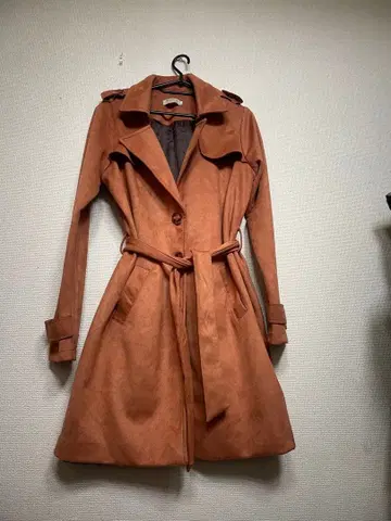 스웨이드 트렌치코트, 사이즈: XL 카멜 컬러