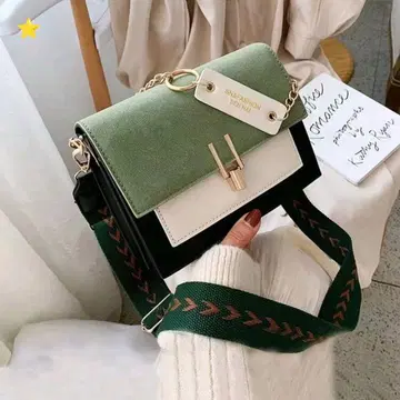 그린 숄더백 캐주얼 엘레강트 가을/겨울 와이드 스트랩