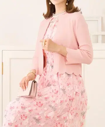 프리마셰레 스칼라 디자인 니트 볼레로 핑크