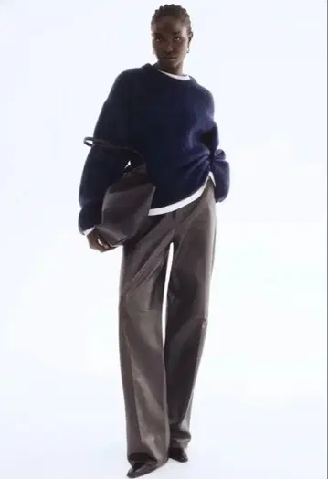 모헤어 블렌드 오버사이즈 스웨터 네이비 블루 S 사이즈