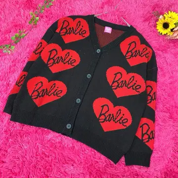 레어  Barbie chuu 하트 가디건 한국 블랙 F