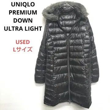 유니클로 프리미엄 다운 울트라 라이트 롱 코트 L 사이즈 브라운