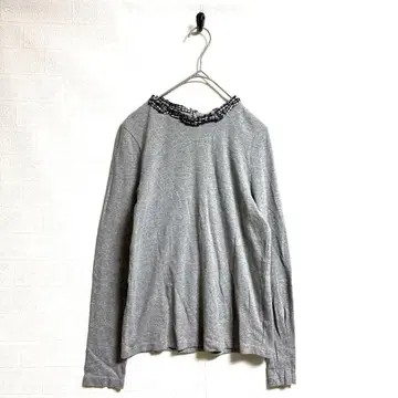 [ CHILD WOMAN ] 그레이 긴팔 체크 무늬 프릴 옷깃 심플 프리