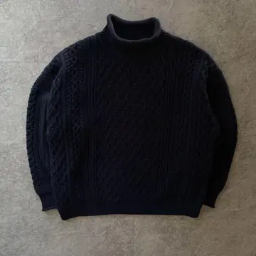 [ 2 ] 야시키 YASHIKI 케이블 짜임 니트 스웨터 네이비 루즈핏