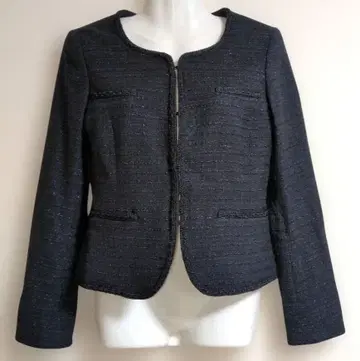 리플렉트 노카라 자켓 라메 믹스 네이비