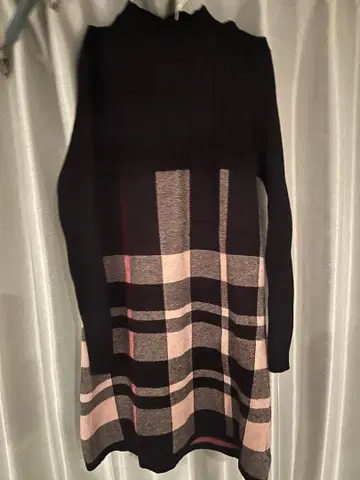 cheri me 니트 체크 무늬 미니 원피스