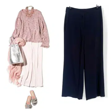 띠어리 럭스 팬츠 네이비 와이드 팬츠