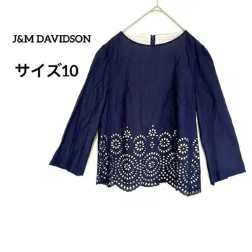 J&M DAVIDSON 자수 블라우스 10 새상품 샘플 네이비