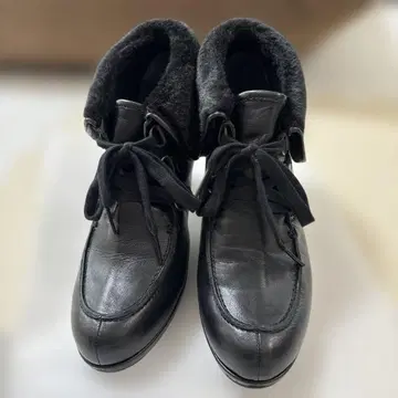 belle fille 블랙 가죽 퍼 부츠