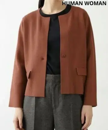 HUMAN WOMAN 가디건 레이온 혼방 밀라노 리브 가디건 M
