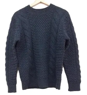 새상품급 론 헤르만 긴팔 스웨터 남성용 - 다크 네이비 두꺼운 원단