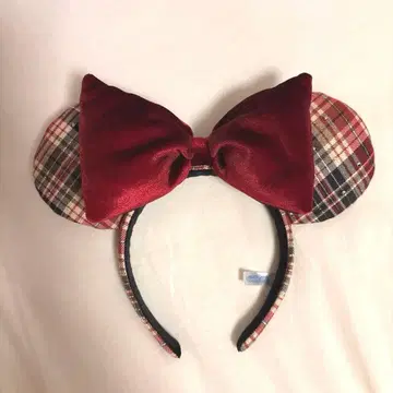 디즈니 머리띠 체크 무늬