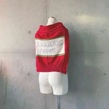 택 포함 새상품 가디건풍 숄더 니트 머플러 스톨 레드