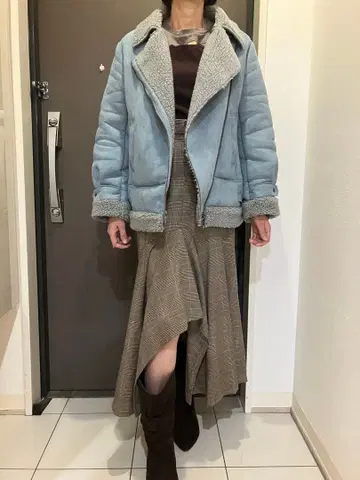 Re.Verofonna 폰나 새상품급 보아 안감 코트 블루 그레이