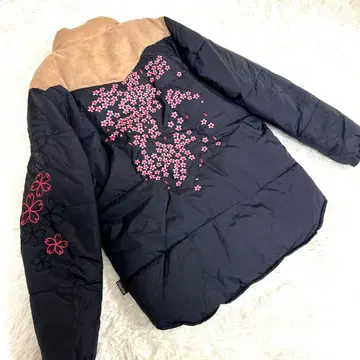 새상품급 나미타츠 벚꽃 자수 패딩 자켓 리버서블 일본풍 패턴 블랙 M