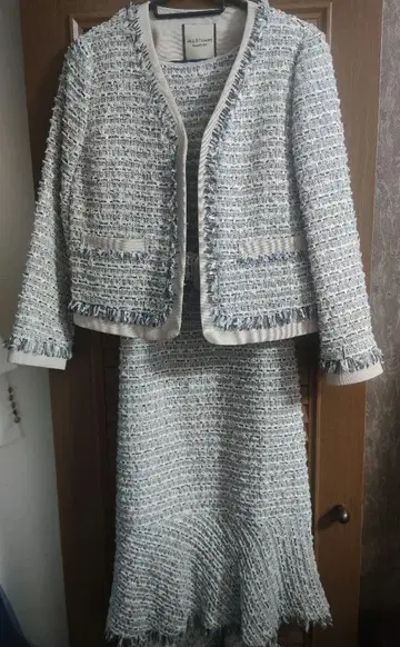 Jillstuart 트위드 노카라 자켓, 원피스 상하의 세트