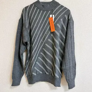 남성용 CAPRI 그레이 스트라이프 하이넥 니트 사이즈 48 일본제