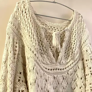 COCO DEAL 코코딜 시스루 니트탑 크로셰 뜨개질 아이보리