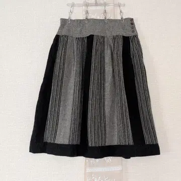 Lisette 울 린넨 혼방 패치워크 스커트