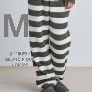 젤라또피케 HOMME 에어모코 코튼 플레이팅 2 보더 팬츠 카키