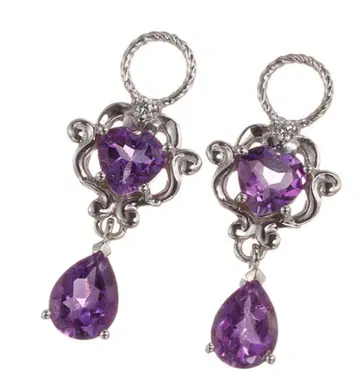 [보라색] 팔라듐 실버 950 자수정 천연 화이트 지르콘 참