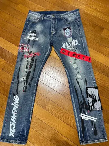 US UK 페인트 데님 36 XL