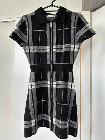 [ Randy ] 체크 무늬 반팔 니트 원피스