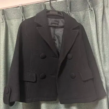 QUEENS COURT 블랙 울 피코트