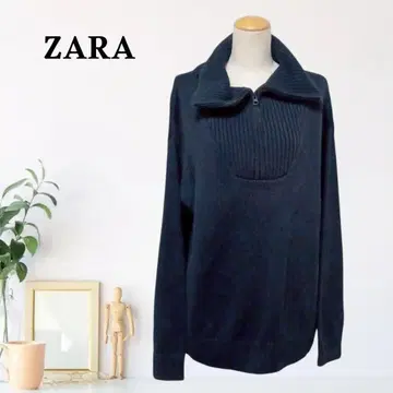 zC125 [ S ] ZARA 하이넥 드롭 숄더 니트 하프 지퍼