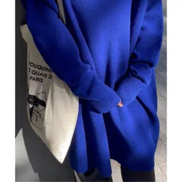 [ spick&span ] 롱 슬리브 와이드 튜닉 기장 풀오버 블루