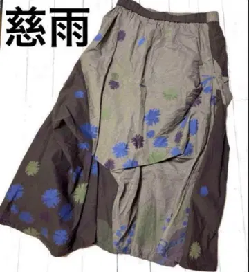 새상품급 지우 센소유니코 변형 스커트 자수 브라운 계열 그레이 L 사이즈