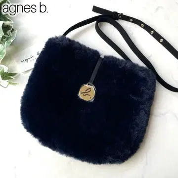 [택 포함 미사용 새상품] agnes b. 숄더백 퍼 네이비