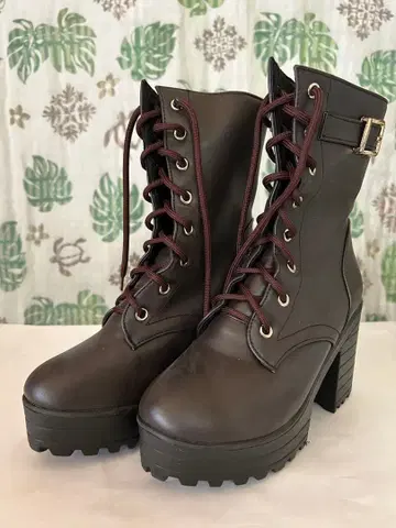 통굽 부츠 브라운 약 9.5cm