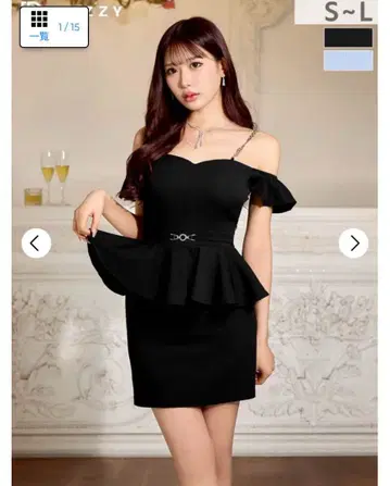 오프숄더 페플럼 블랙 드레스 m 사이즈