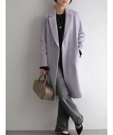 새상품 라토타리테 울 비버 체스터 코트 퍼플 사이즈 36